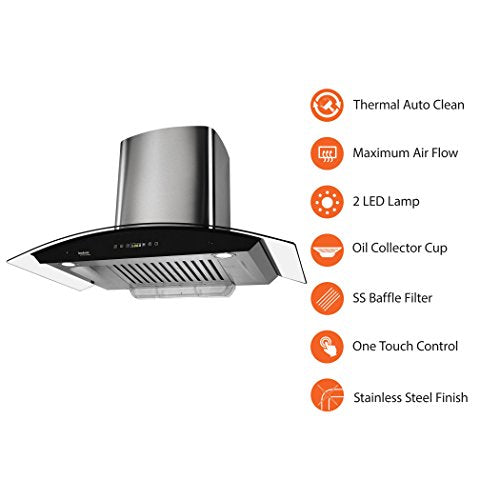 Hindware 90 cm 1200 m3/h Chimney (Nevio 90 Auto Clean,Silver/INOX)