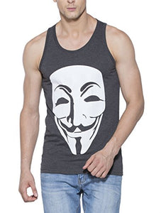 Alan Jones Men' s Printed Cotton Vest (Vest-FACE-XL_X-Large_Dark Grey)